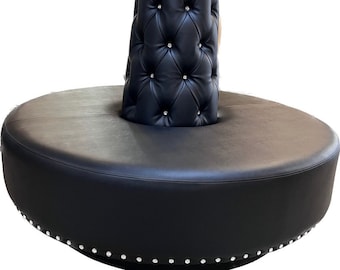 Black Round Bench Black Circular Sofa Tufted Circle Sofa Banquette Lobby Booth Round Chair Round Tufted Sofa Custom Round Banquette Seating