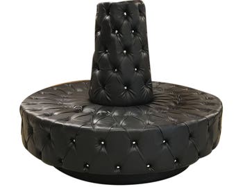 Black Round Bench Black Circular Sofa Tufted Circle Sofa Banquette Lobby Booth Round Chair Round Tufted Sofa Custom Round Banquette Seating