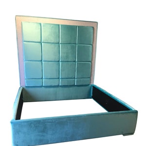 Blue Velvet Bed Extra Tall Headboard Blue Velvet King Size Tufted Headboard Velvet King Size Bed Upholstered Bed Extra Tall