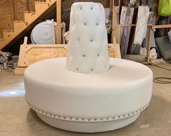 White Round Bench White Circular Sofa Tufted Circle Sofa Banquette Lobby Booth Round Chair Round Tufted Sofa Custom Round Banquette Seating