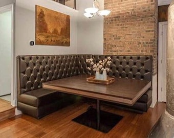 L-Shape Bench Dining Bench L Shape Tufted Upholstered Bench Kitchen Banquette Upholstered Banquette Booth Custom Booth Dining Room Seating