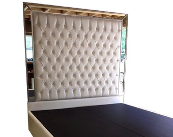 White Faux Leather King Size Platform Bed Queen Size Bed Tufted