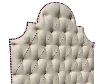 Twin Size Tufted Headboard off-white Headboard with pink rhinestones Twin Headboard off white Headboard Twin headboard Upholstered