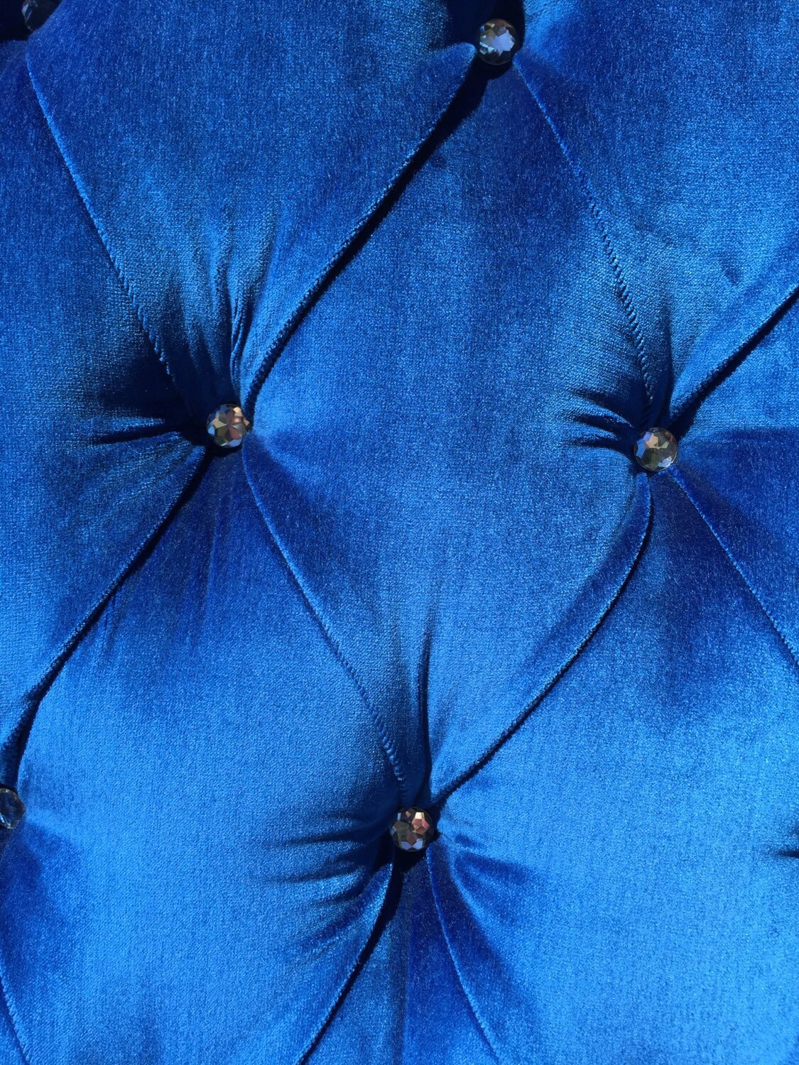 Blue velvet on sale tufted headboard
