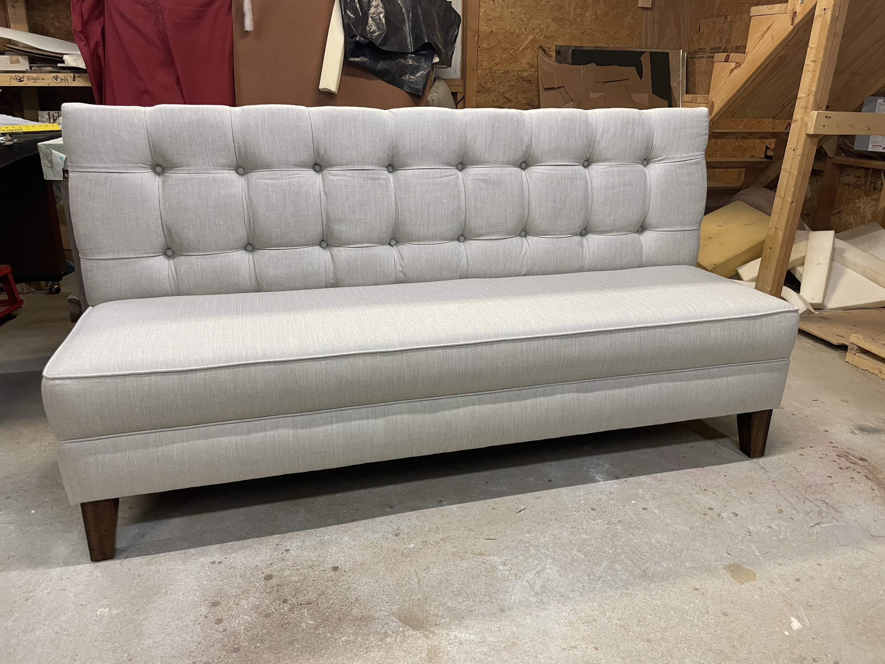 French tufted upholstered dining banquette bench deals