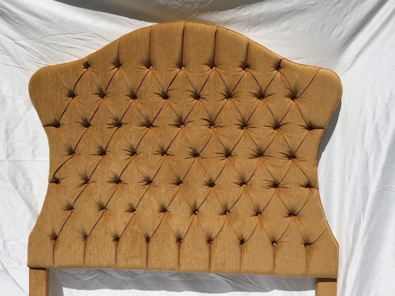 Gold Upholstered Tufted Headboard Queen Size Hollywood Regency Etsy