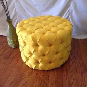 Round Tufted Ottoman Upholstered Ottoman Coffee Table Tufted Stool ...