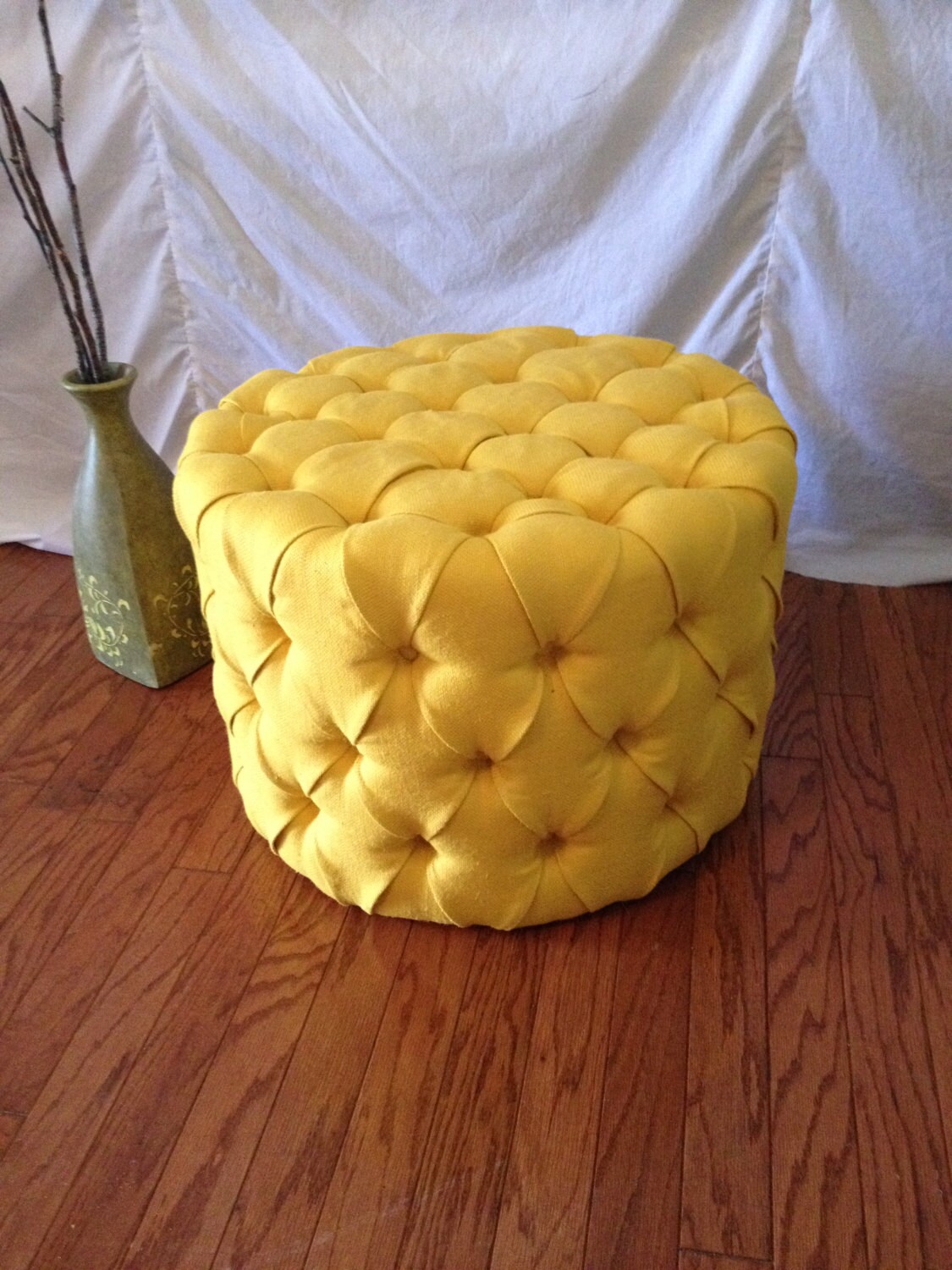 Round Tufted Ottoman Upholstered Ottoman Coffee Table Tufted Etsy