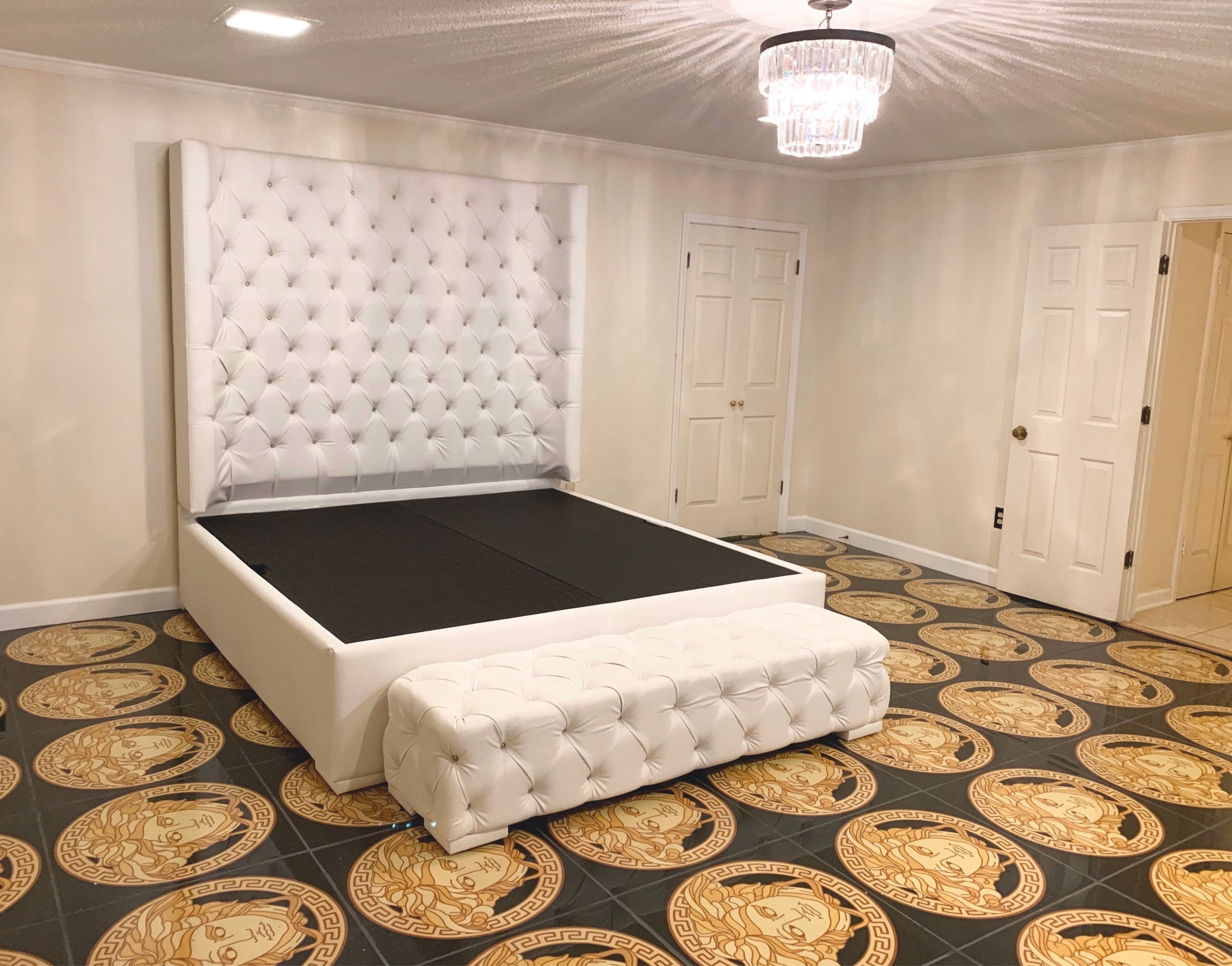 Extra tall tufted king bed deals