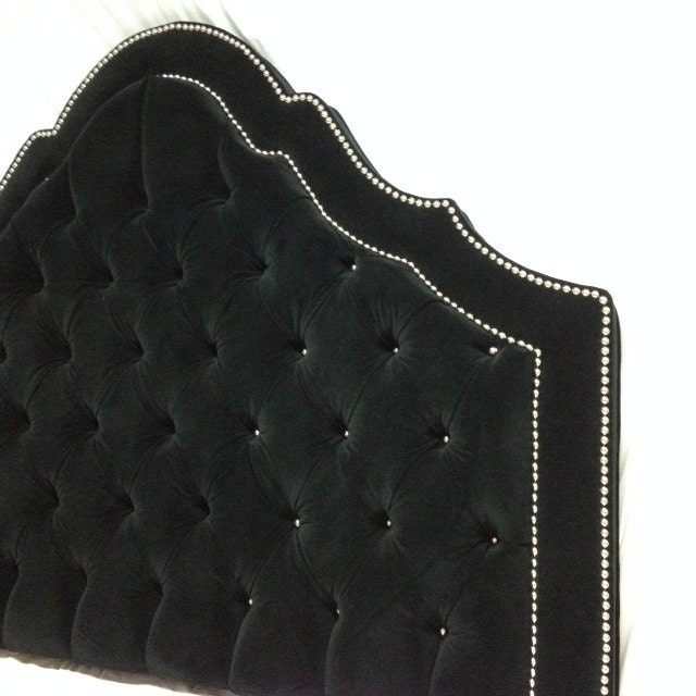 Black Velvet Tufted Headboard With, Black Double Headboard Nz