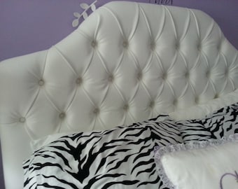 White Tufted Upholstered Headboard Twin Full Queen King Tufted Headboard Bed White Fabric Faux Leather