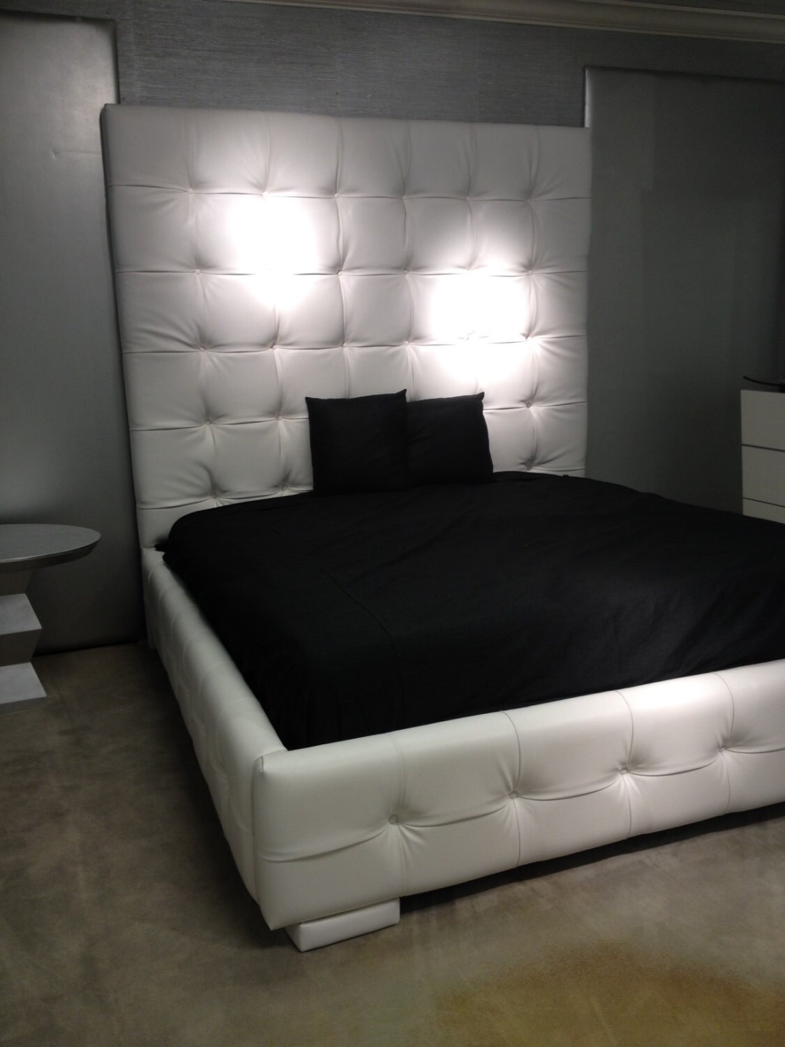 King Size White Faux Leather Rectangular Square Tufted Bed 7 King Size White Faux Leather, High King Size Bed Frame With Headboard