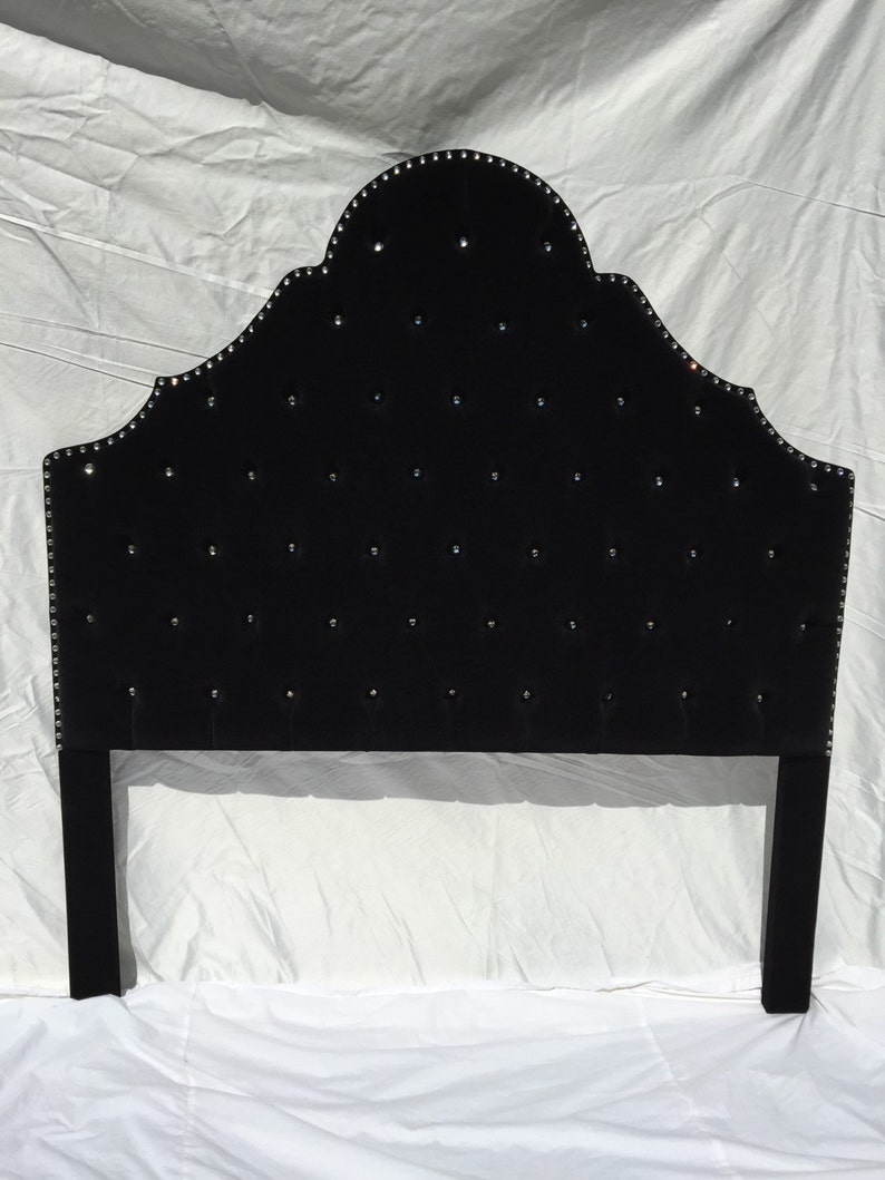 Black Headboard Queen Headboard Black Velvet Upholstered Etsy