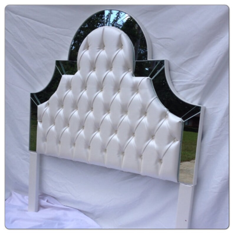 King Size Headboard Custom Upholstered Headboard With Mirrors Etsy