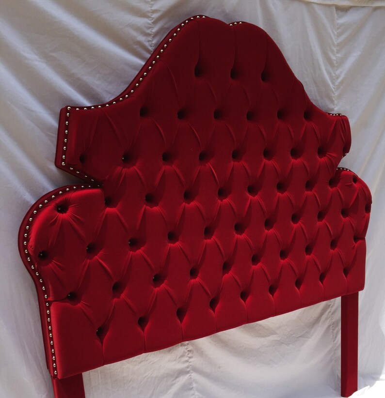 Red Velvet Headboard Tufted Headboard King Queen Full Twin Etsy