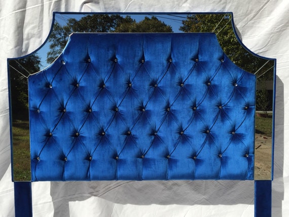Royal Blue Velvet Tufted Headboard Upholstered Headboard With