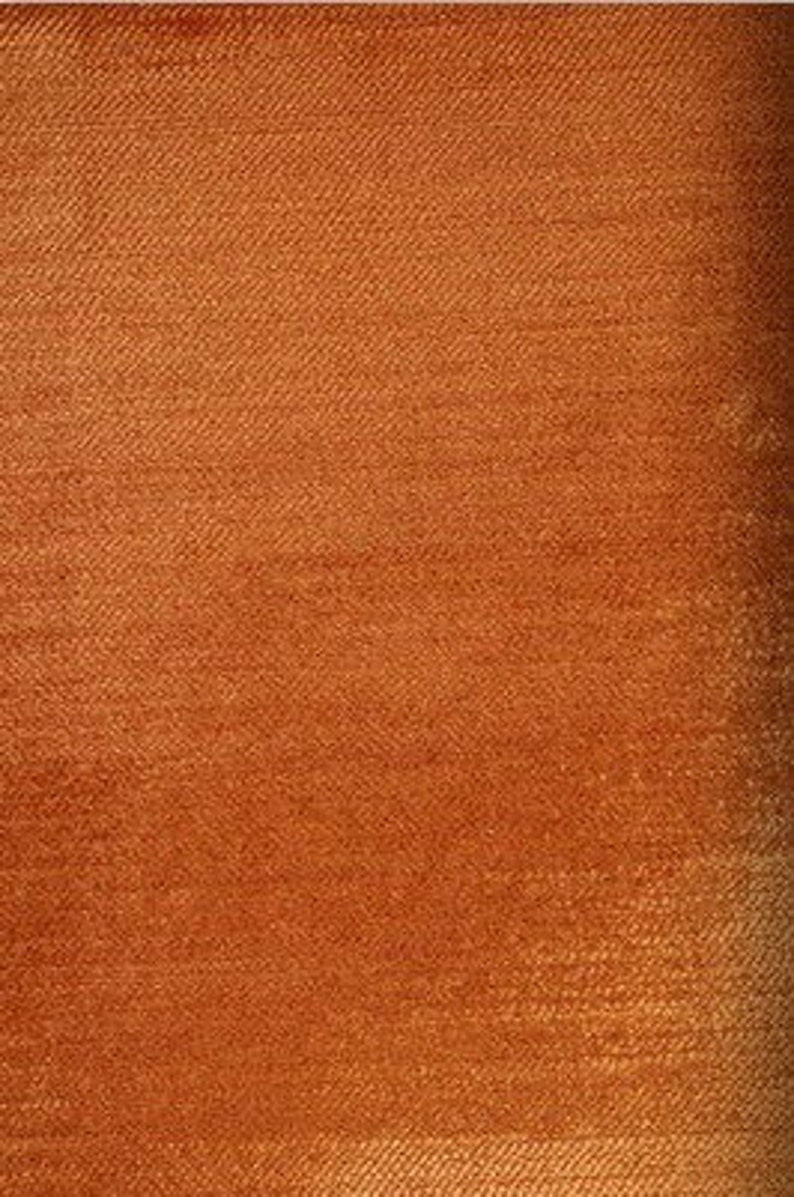 Burnt Orange Velvet Upholstery Fabric by the Yard - Burnt Orange Velvet Copper Velvet Fabric image 1