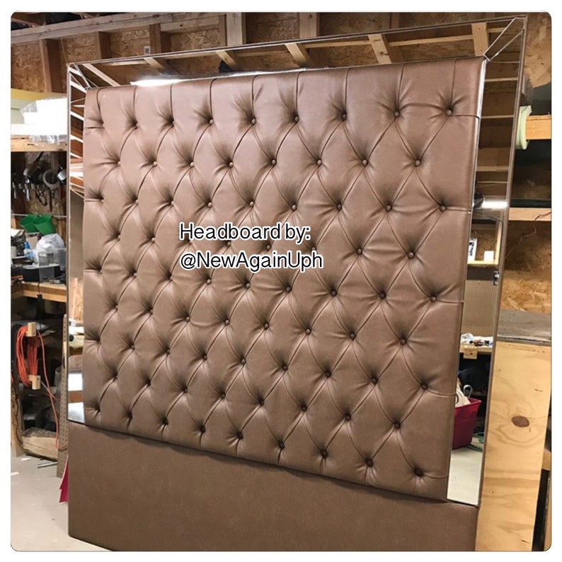 Headboard King Size Upholstered Headboard With Mirrors Tufted Etsy