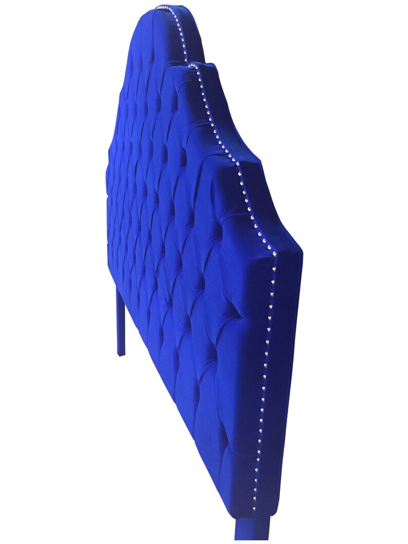 Royal Blue Extra Tall King Size Tufted Headboard with a Row of Etsy