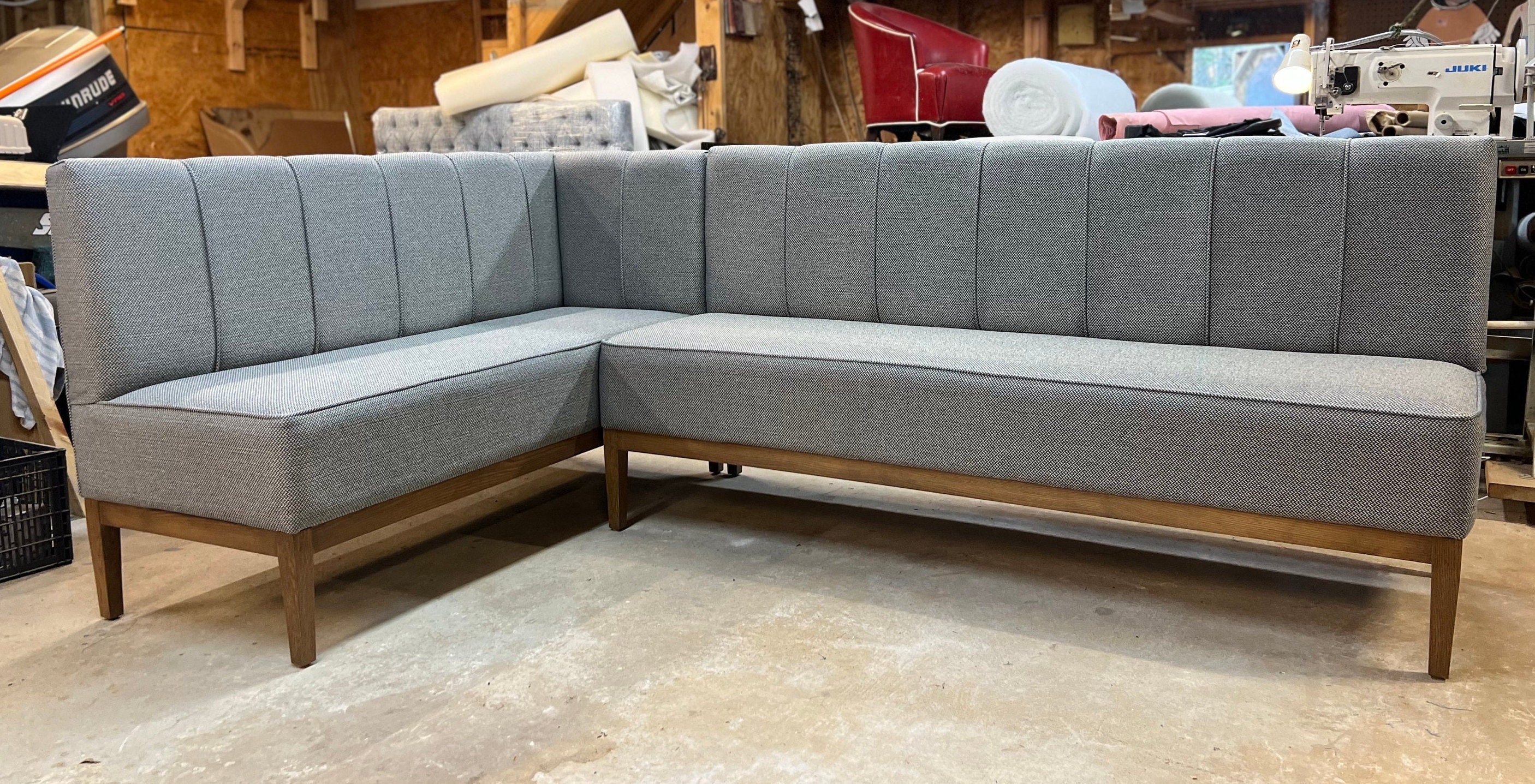 Driftwood Base Custom L-Shape Banquette L Shape Bench Dining Bench Banquette Dining Nook Booth