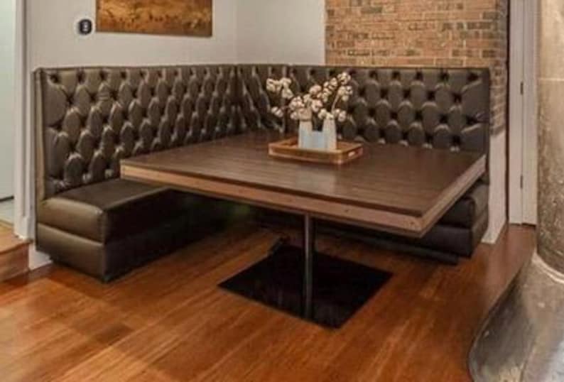 L-Shape Bench Dining Bench L Shape Tufted Upholstered Bench Kitchen Banquette Upholstered Banquette Booth Custom Booth Dining Room Seating immagine 2