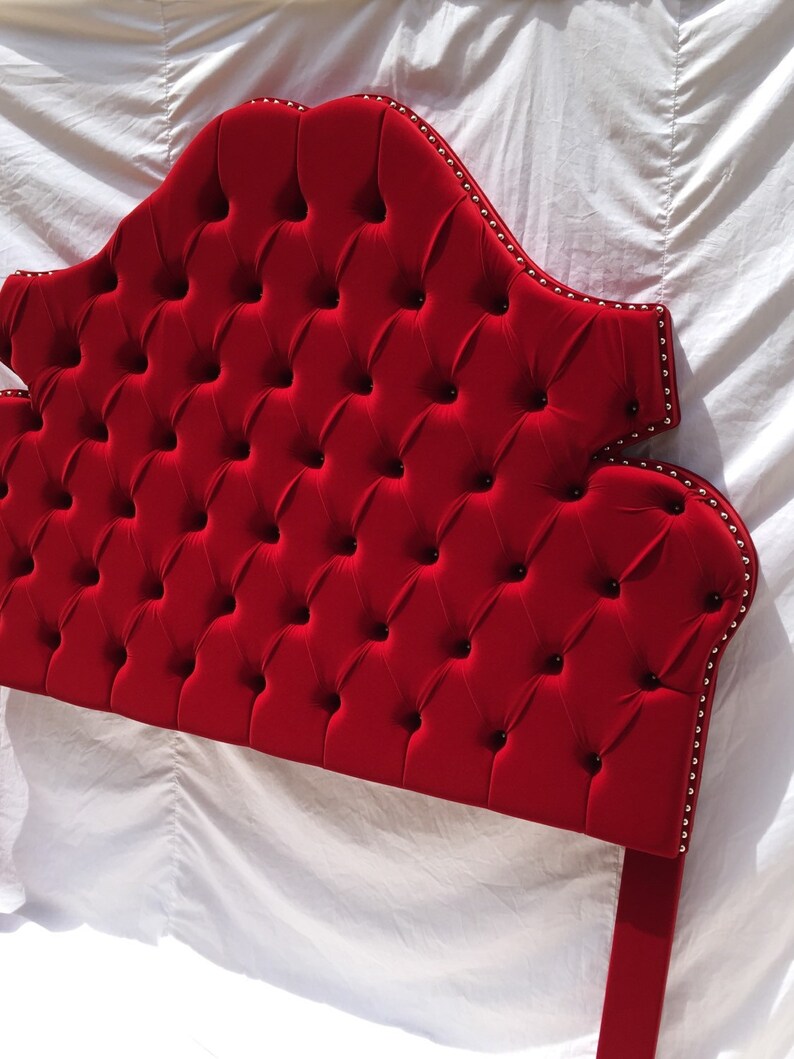 Red Velvet Headboard Tufted Headboard King Queen Full Twin ...