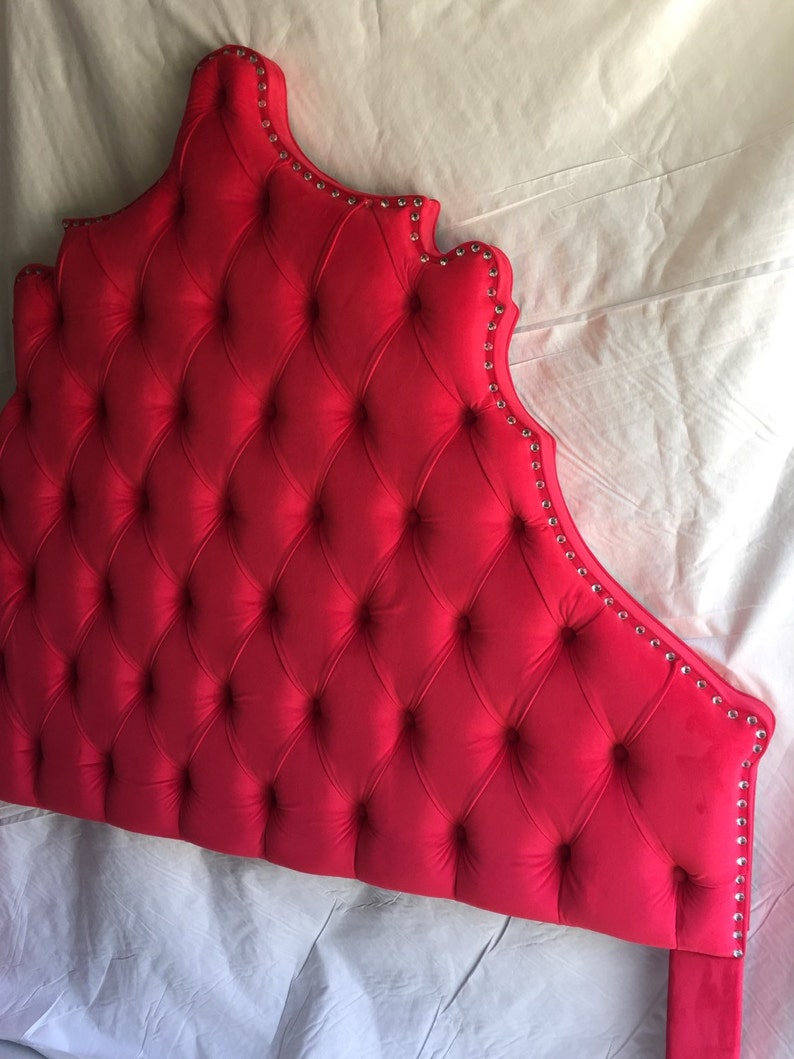 Queen Size Headboard Red Velvet Headboard Tufted Headboard Etsy