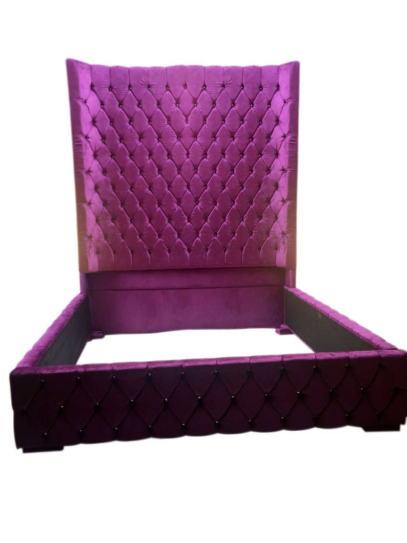 Extra Tall Bed Wingback Tufted Luxurious King Size Image 0