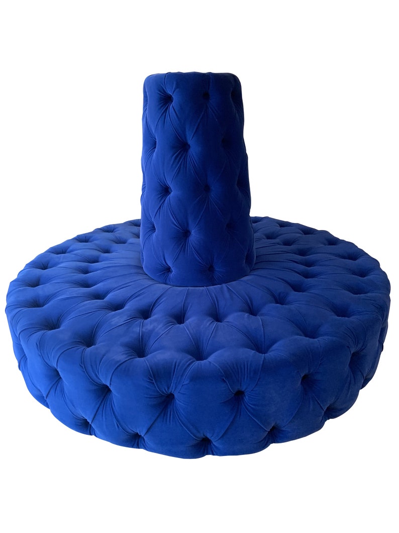 Tufted Circular Sofa Round Banquette Royal Blue Velvet Tufted - Etsy Israel