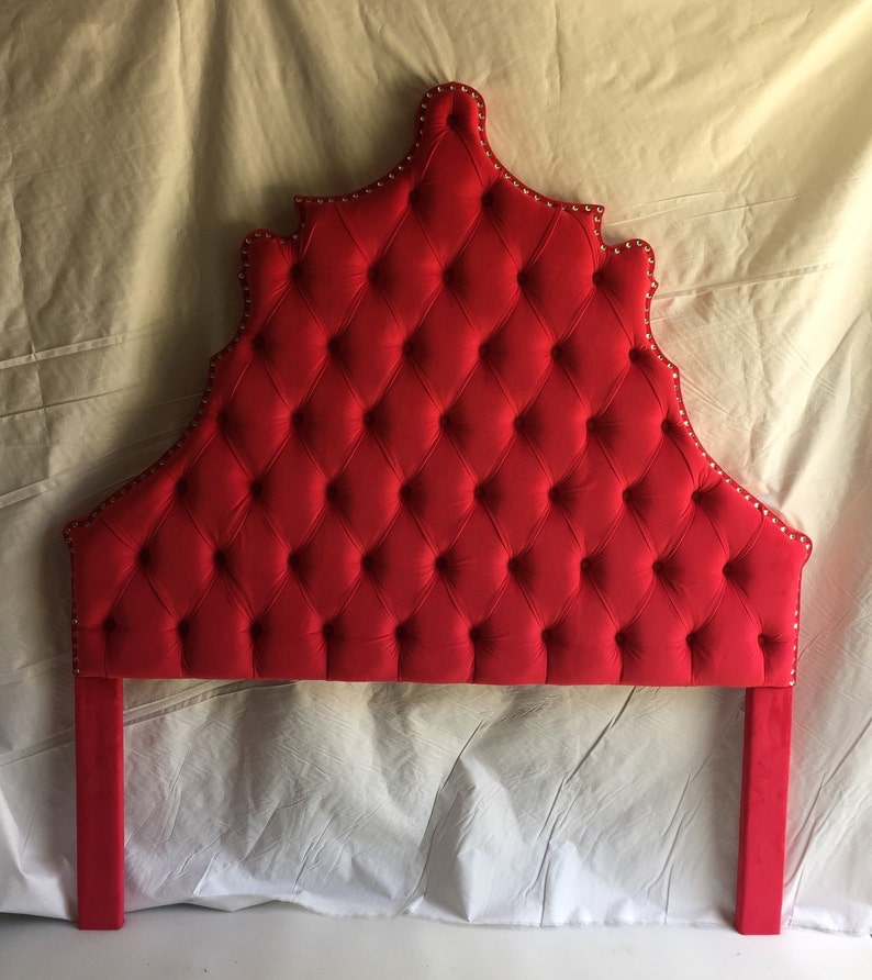 Queen Size Headboard Red Velvet Headboard Tufted Headboard Etsy