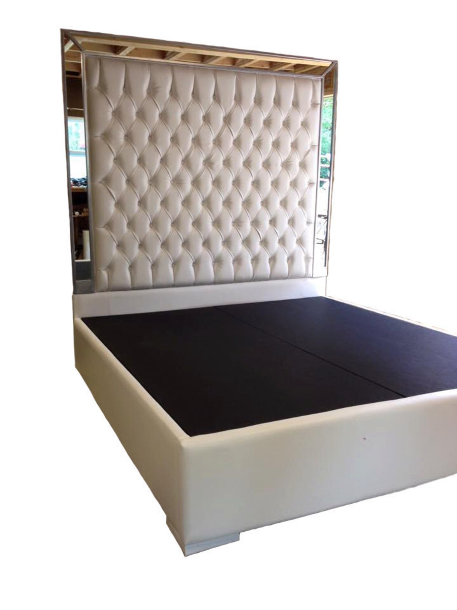 White Faux Leather King Size Platform Bed Queen Size Bed Etsy