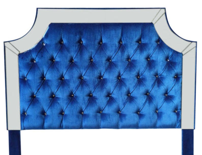 Royal Blue Velvet Tufted Headboard Upholstered Headboard With Etsy