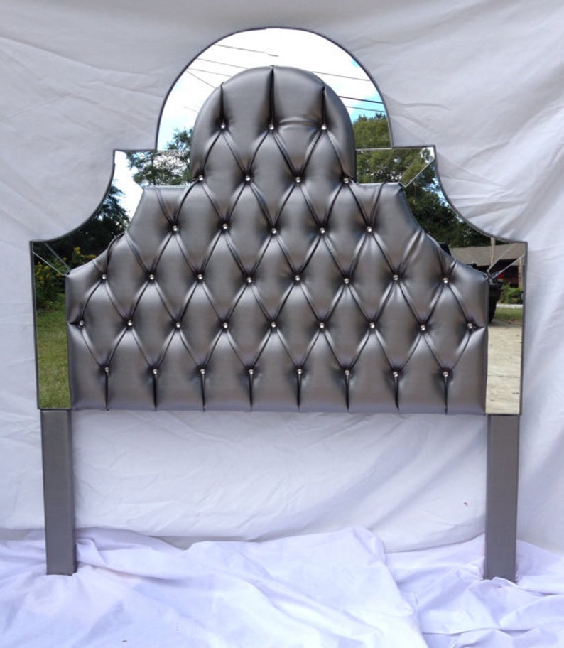 King Size Headboard Custom Upholstered Headboard With Mirrors Etsy
