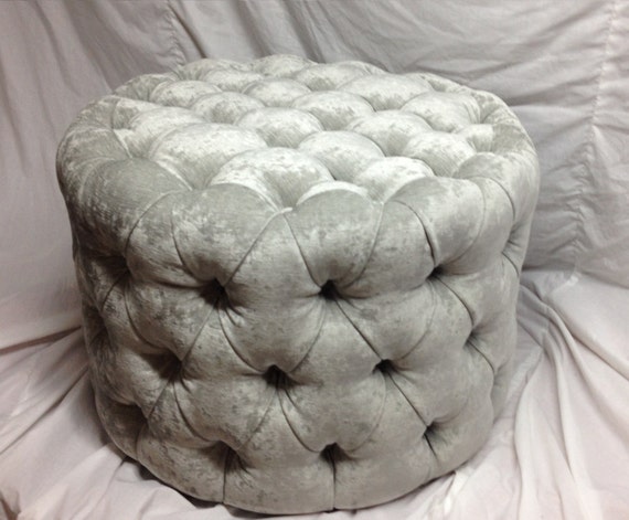 Round Tufted Ottoman Upscale Consignment