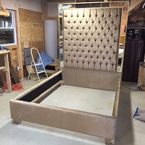 FREE SHIPPING Tufted Queen or King Size Upholstered Bed Headboard with Mirrors Upholstered Bed Tufted Bed Headboard Upholstered Headboard