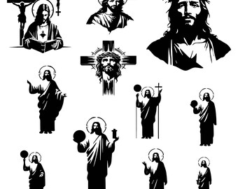 Jesus Svg Bundle, Christian Clipart, Christmas Nativity Vector, Jesus Christ Decal, Christmas Nativity Cut Files, Jesus Silhouette.