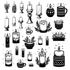 Candle Svg Bundle, Candle Clipart For Cricut, Candle Silhouette, Prayer Candle Vector, Birthday Candle Decal, Candle Cut Files.
