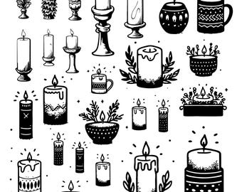 Candle Svg Bundle, Candle Clipart For Cricut, Candle Silhouette, Prayer Candle Vector, Birthday Candle Decal, Candle Cut Files.