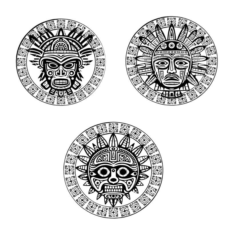 Aztec Svg Bundle, Aztec Clipart, Intricate Aztec Vector, Ancient Tribal ...