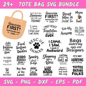 Tote Bag SVG Bundle | Funny Tote Bag Svg, Tote Bag Sayings, Mom Bag Svg, Market Bag SVG | Funny Quotes SVG | Tote Bag Png | Digital Download