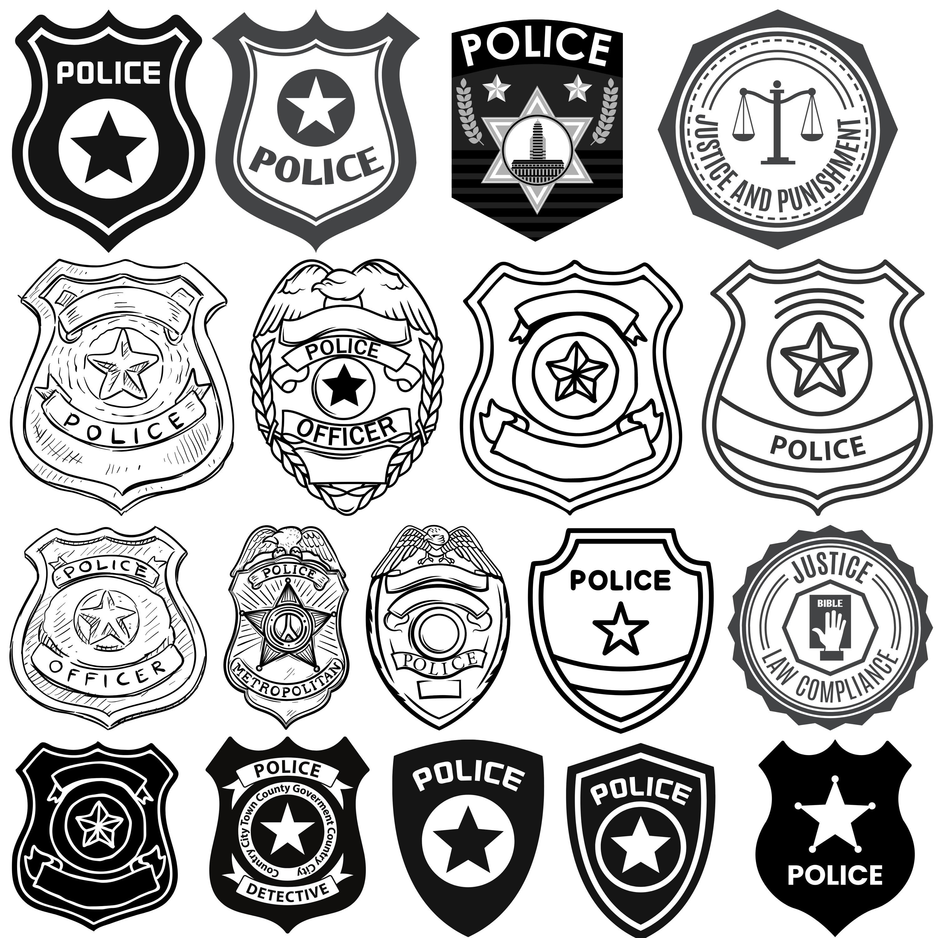 Police Badge Svg Bundle, police badge Clipart For Cricut, Badge Silhouette, Security Badge Vector, police badge Decal, badge Cut Files.