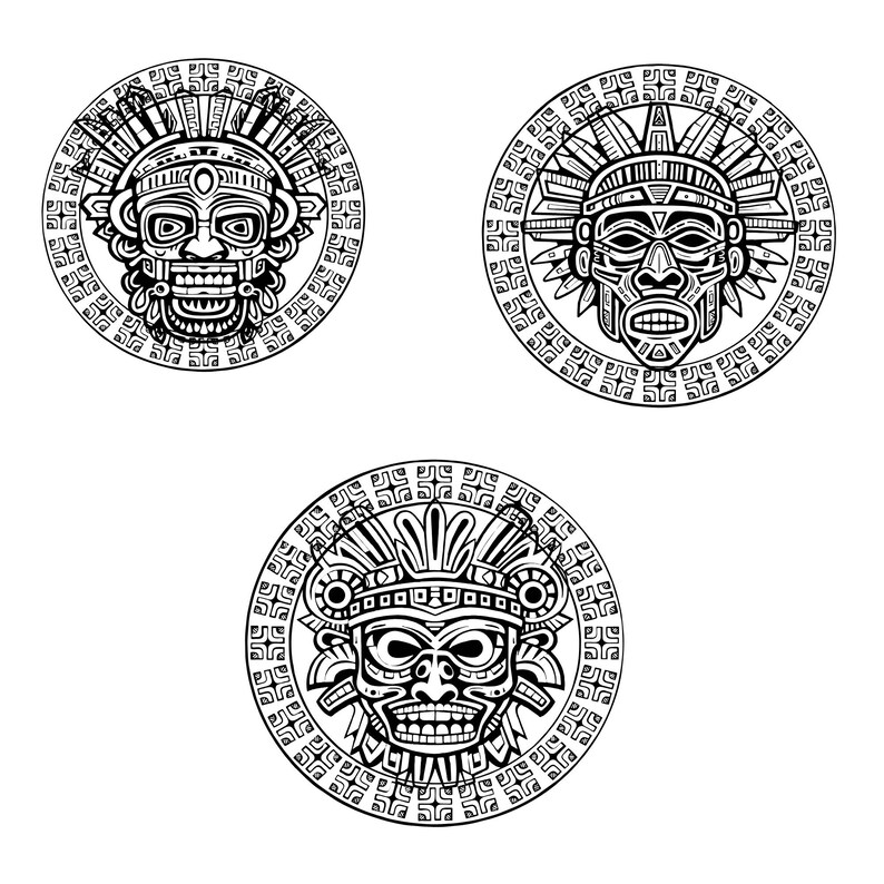 Aztec Svg Bundle, Aztec Clipart, Intricate Aztec Vector, Ancient Tribal ...
