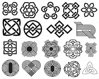 Celtic Knot SVG Bundle, Celtic Clipart, Celtic SVG Cut Files for Cricut, Knots Clovers Crosses Bundle, Celtic Symbols Vector