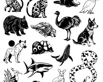 Australian Animals svg Bundle, Animal Clipart, Australian Animal Species Vector, Australian Animals Decal, Animal Cut Files.
