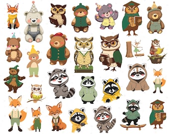 Woodland Animals SVG Bundle | Forest Animal SVG Cut Files | Fox Bear Deer Raccoon Wolf Skunk Kangaroo | Cricut Silhouette | Instant Download