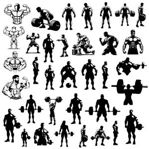 Bodybuilder Svg Bundle, Bodybuilder Clipart For Cricut, Exercise Silhouette, Gym Vector, bodybuilder Decal, bodybuilder Cut Files.