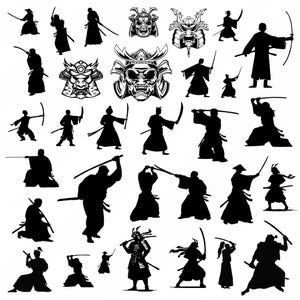 Samurai Svg Bundle, Samurai Clipart For Cricut, Samurai warrior Silhouette, Samurai Vector, Samurai Decal , Samurai Cut Files.