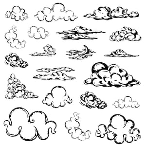 Clouds svg Bundle, Weather Cloud Clipart, Cloud Vector, Clouds Decal, Clouds Cut Files, Clouds Silhouette.