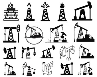 Oilfield Svg Bundle, Oil Rig Clipart, Oilfield Vector, Oilfield Silhouette, Petroleum Industry PNG Eps Dxf, Oil Rig Svg, Instant Download