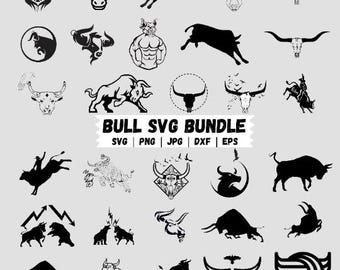 Bull Svg Bundle, Bull Head Clipart For Cricut, Bull Silhouette, Farm Animal Vector, Bull Decal, Bull Cut Files.